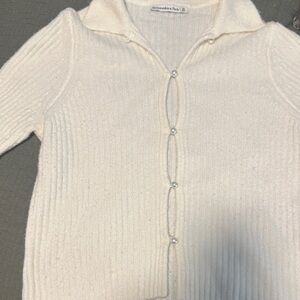 Abercrombie & Fitch Cream Cardigan with Pearl Accents